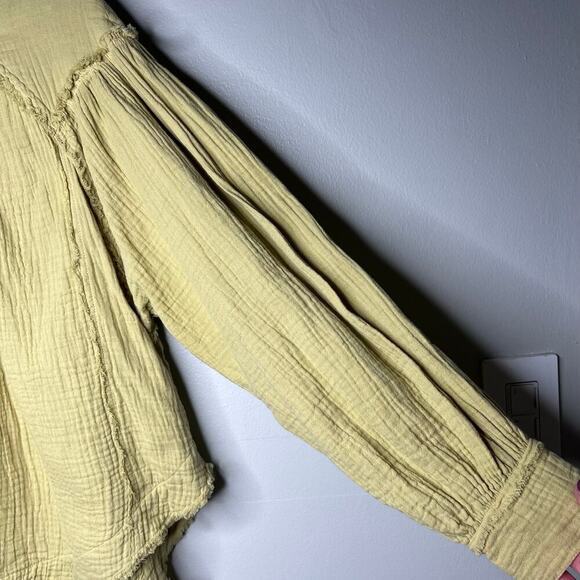 We The Free Lucy Solid SwingTop in Desert Yellow Gauze Size XS Boho Lagenlook - Picture 4 of 10